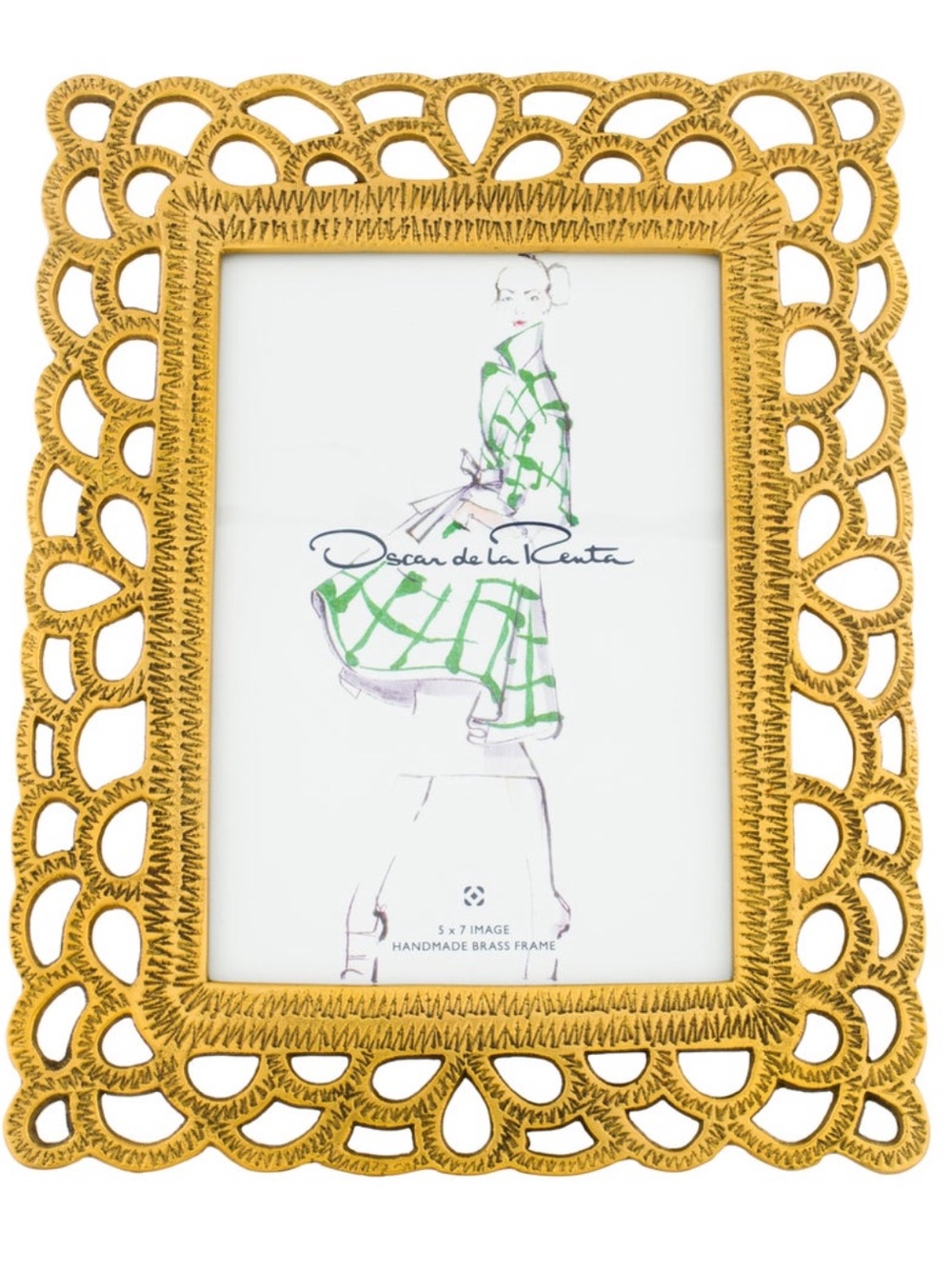 Oscar de la Renta Gardenia Brass Picture Frame 5x7 - GLASS MISSING